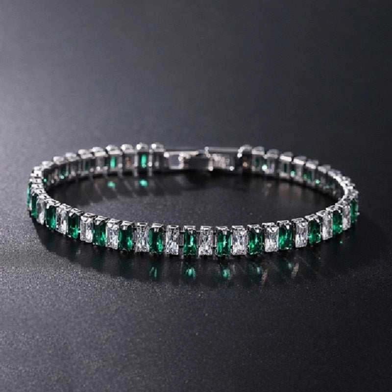 4mm Cubic Zirconia Green Tennis Bracelet Chain Bracelets For Women Men