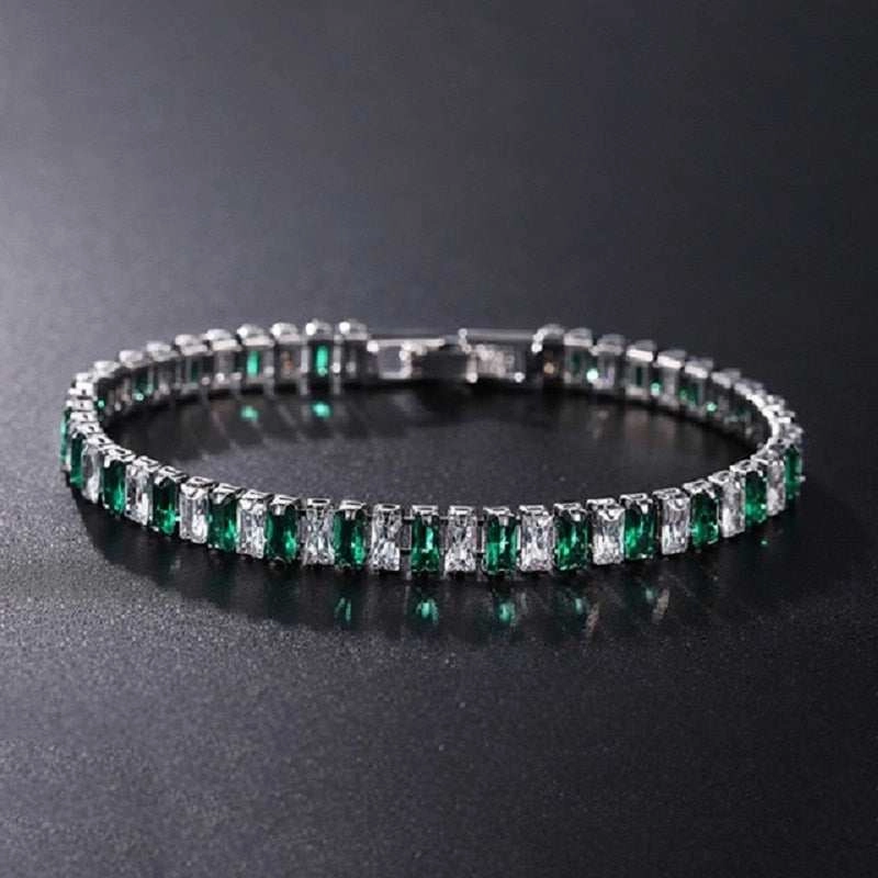 4mm Cubic Zirconia Green Tennis Bracelet Chain Bracelets For Women Men