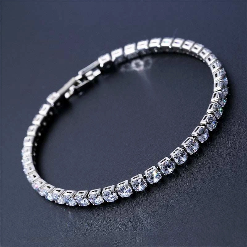 4mm Cubic Zirconia Green Tennis Bracelet Chain Bracelets For Women Men