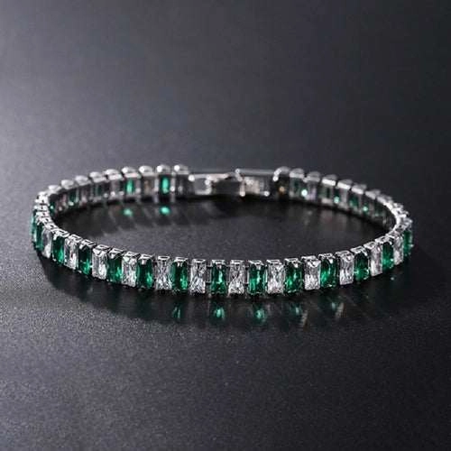 4mm Cubic Zirconia Green Tennis Bracelet Chain Bracelets For Women Men