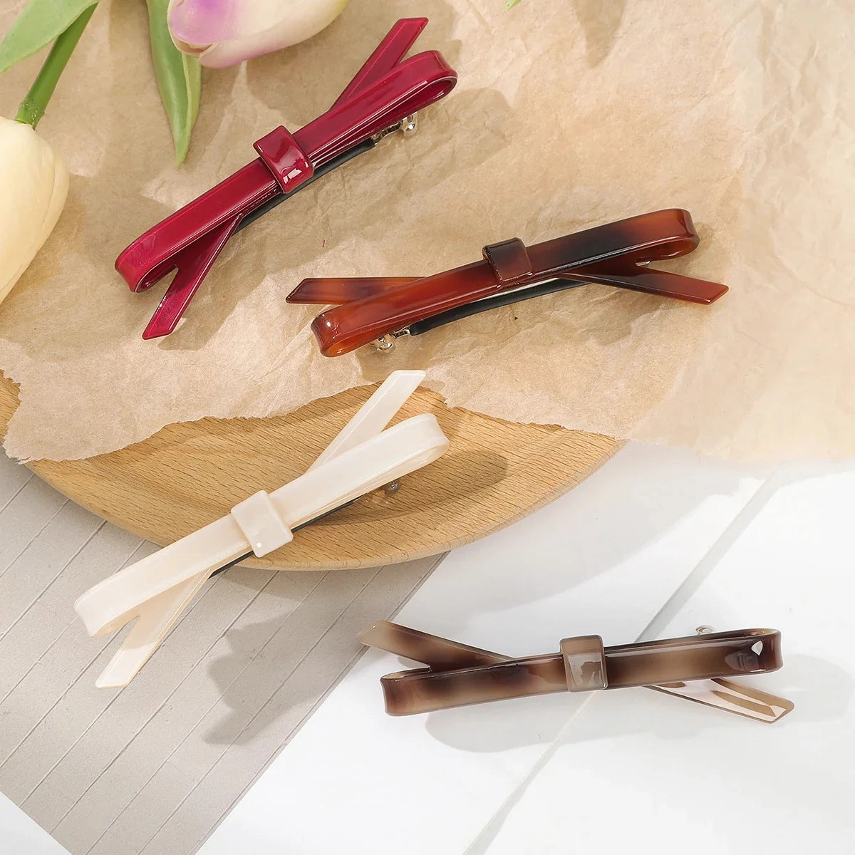 Acrylic Christmas Hair Accessory - Chic Plain Color