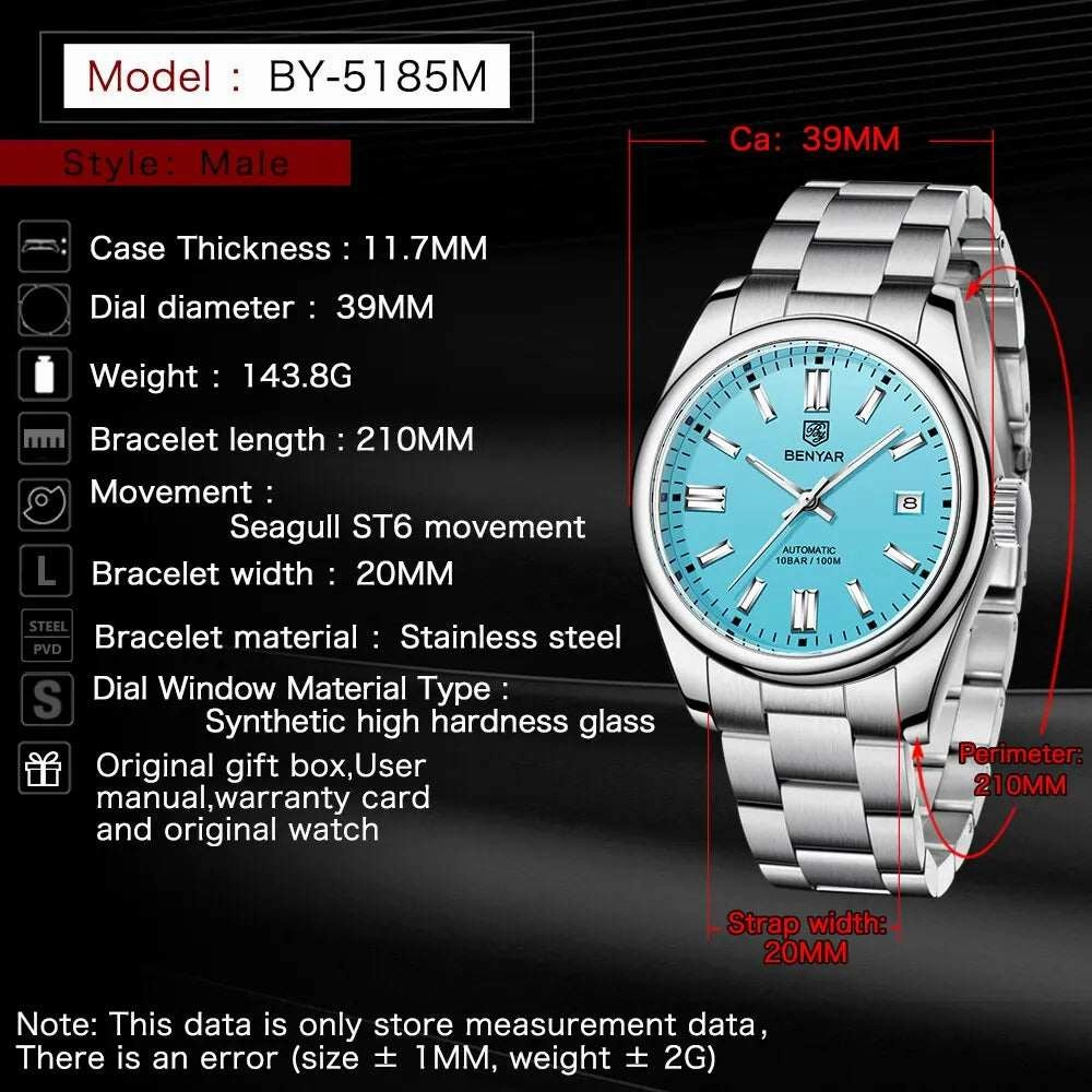 Benyar New Luxury Men's Mechanical Watches, where sophistication meets precision craftsmanship