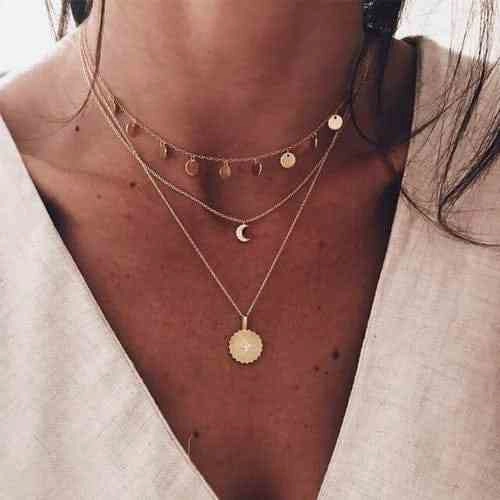 Bohemian Multi Layer Necklace Pendant | Boho Women Multilayer Necklace