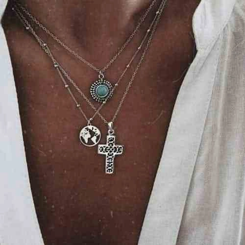 Bohemian Multi Layer Necklace Pendant | Boho Women Multilayer Necklace