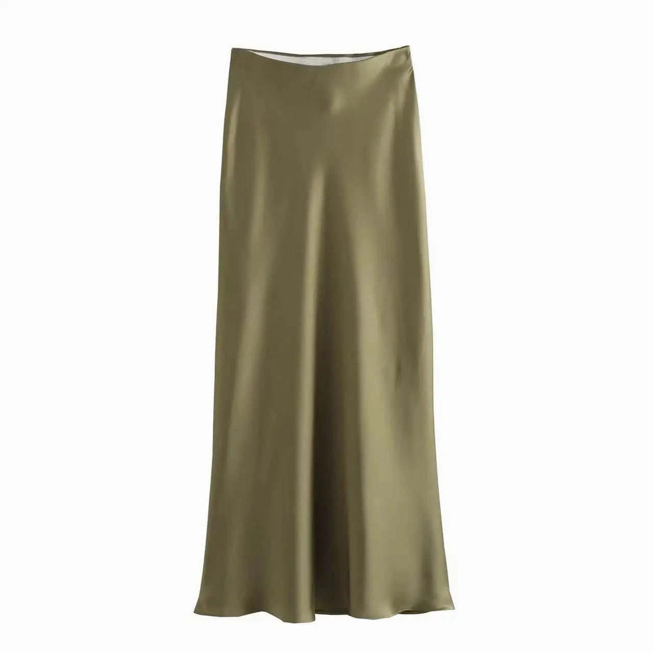 Chic High Waist Satin Silk Slim Fashion Midi Skirt