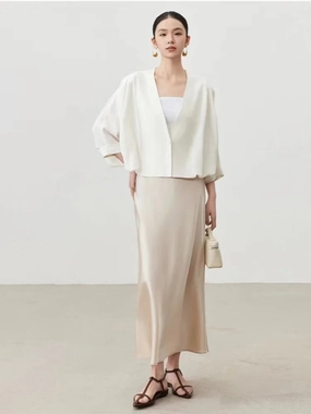 Chic High Waist Satin Silk Slim Fashion Midi Skirt
