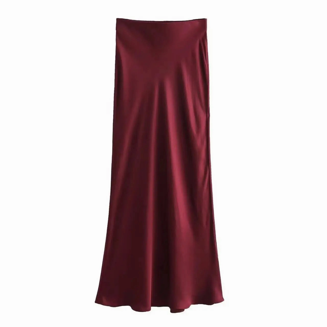 Chic High Waist Satin Silk Slim Fashion Midi Skirt