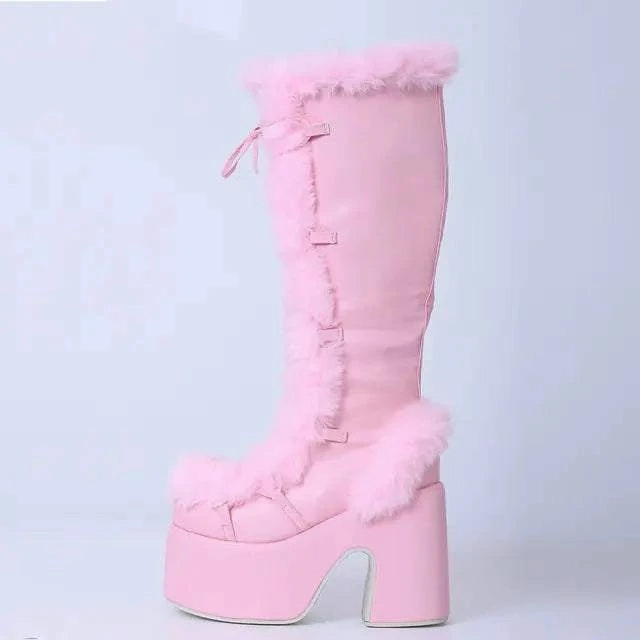 Chunky High Heeled Winter Boots