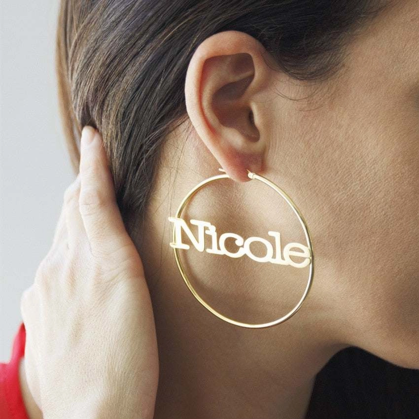 DOREMI 304 Stainless Steel Letter Earrings Round Custom Name Earrings