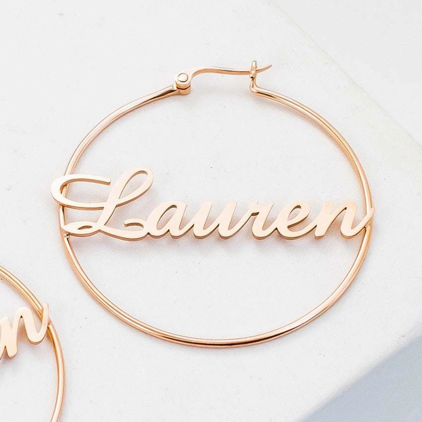 DOREMI 304 Stainless Steel Letter Earrings Round Custom Name Earrings