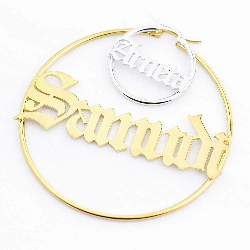 DOREMI 304 Stainless Steel Letter Earrings Round Custom Name Earrings
