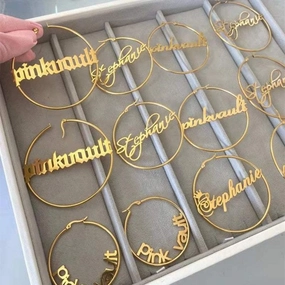 DOREMI 304 Stainless Steel Letter Earrings Round Custom Name Earrings