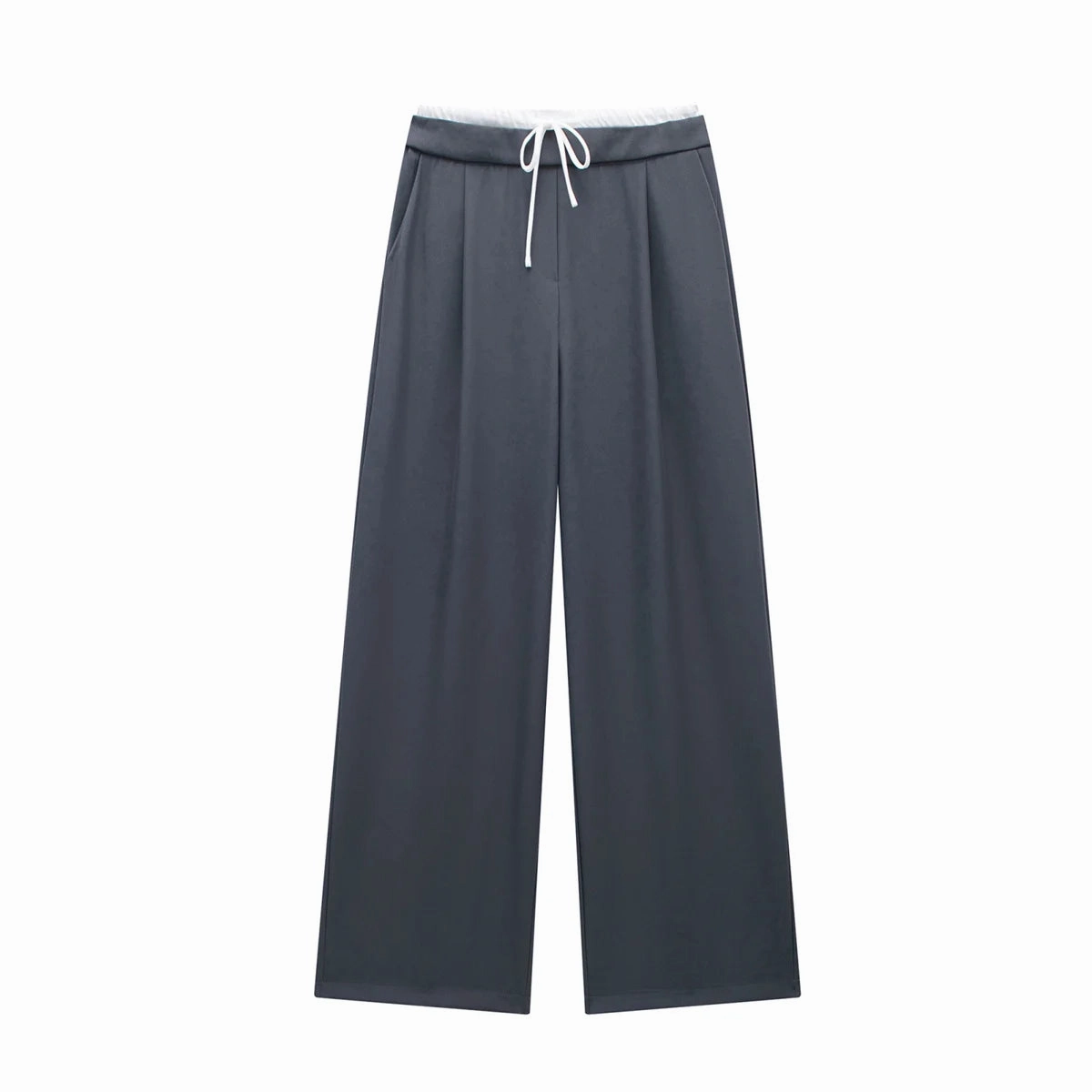 Fashion Straight Autumn Winter Elegant Designer Wide Leg High Waist Britches Pants