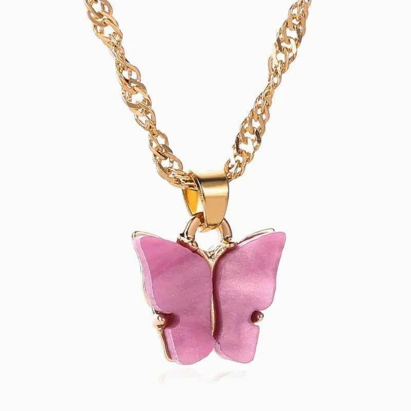 Gold Chain Butterfly Pendant Choker Necklace: Bohemian Beach Jewelry