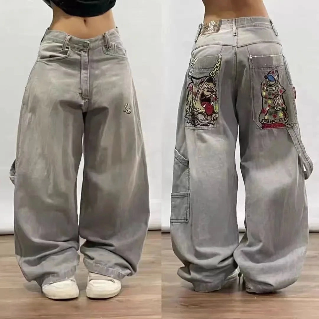 Gothic Retro Embroidery Y2K Oversized Wide Leg Pant
