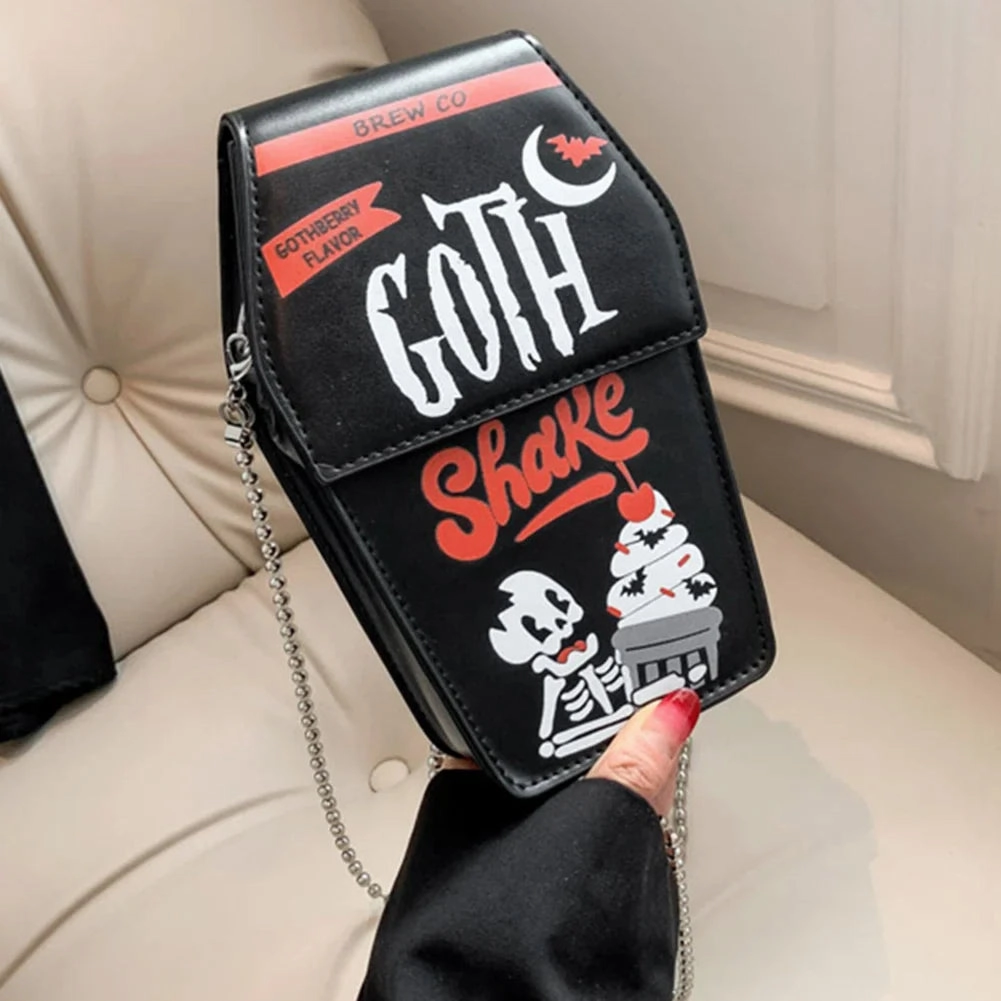 Gothic Shape Coffin PU Halloween Funny Cosmetic Leather Bag
