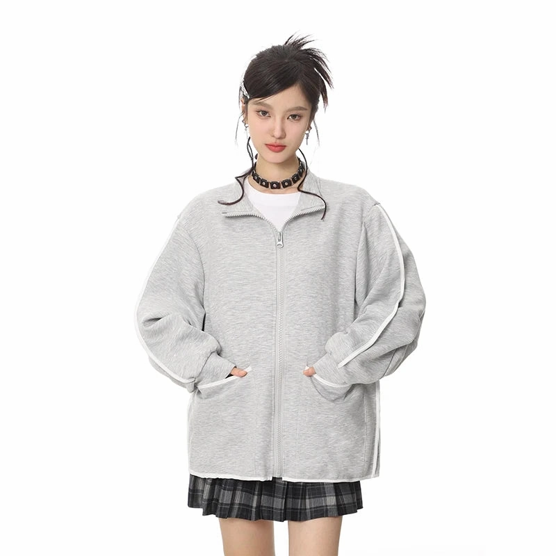 High Street Autumn Winter Loose Casual Zippered Hoodie
