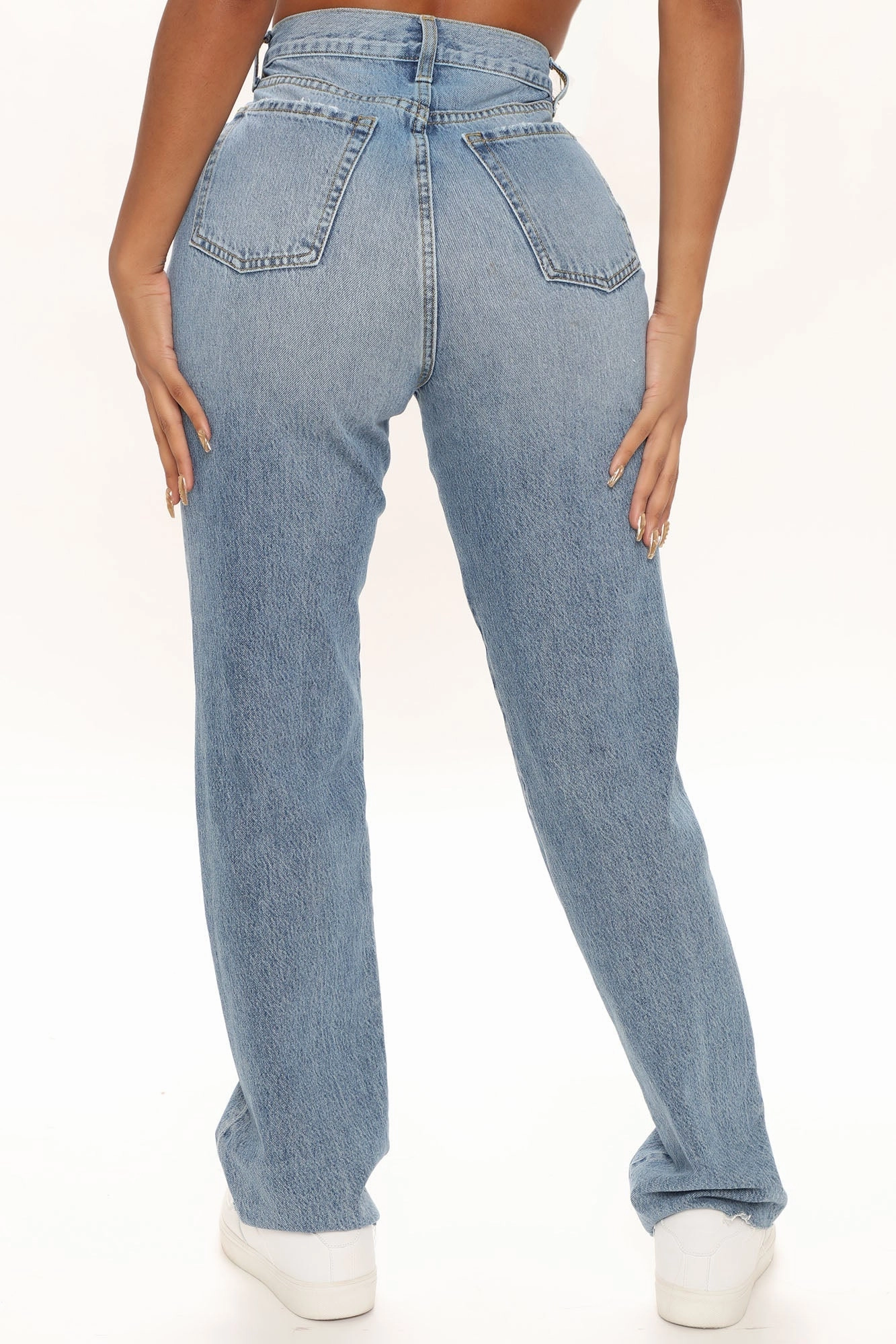 KittenAlarm - 90's Babe Straight Leg Jeans  - Medium Blue Wash