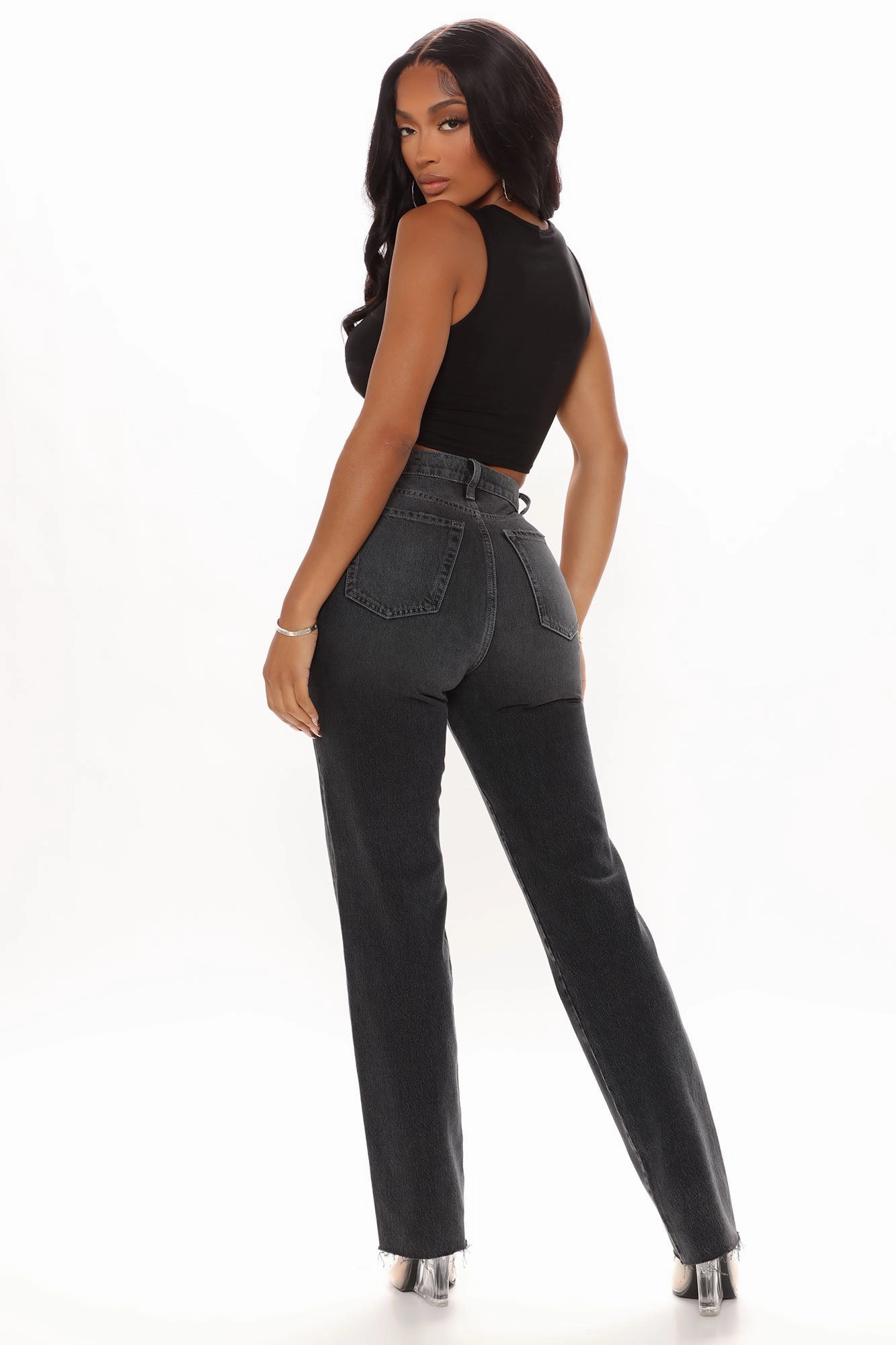 KittenAlarm - 90's Energy Straight Leg Jeans - Black