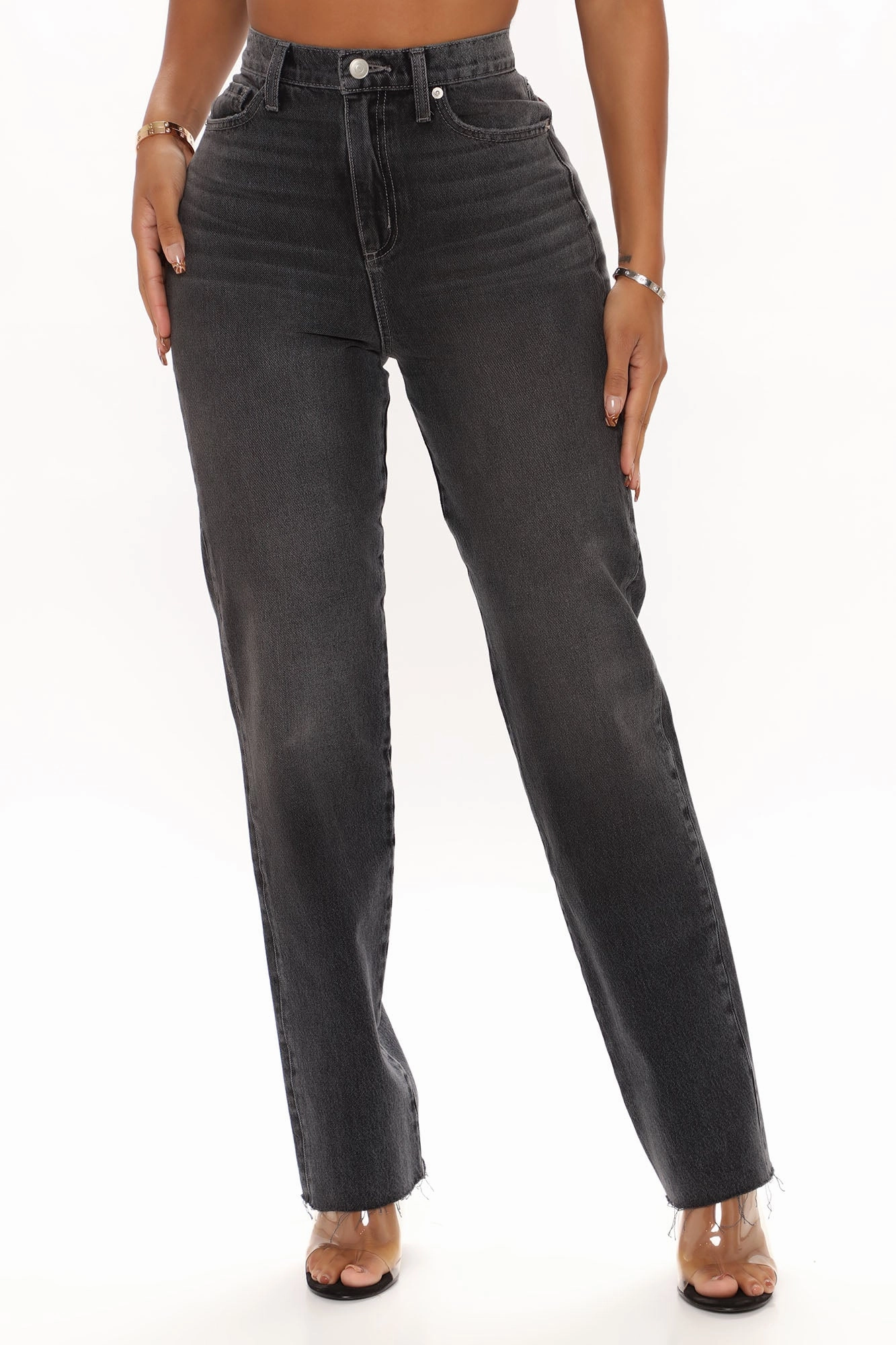 KittenAlarm - 90's Energy Straight Leg Jeans - Black