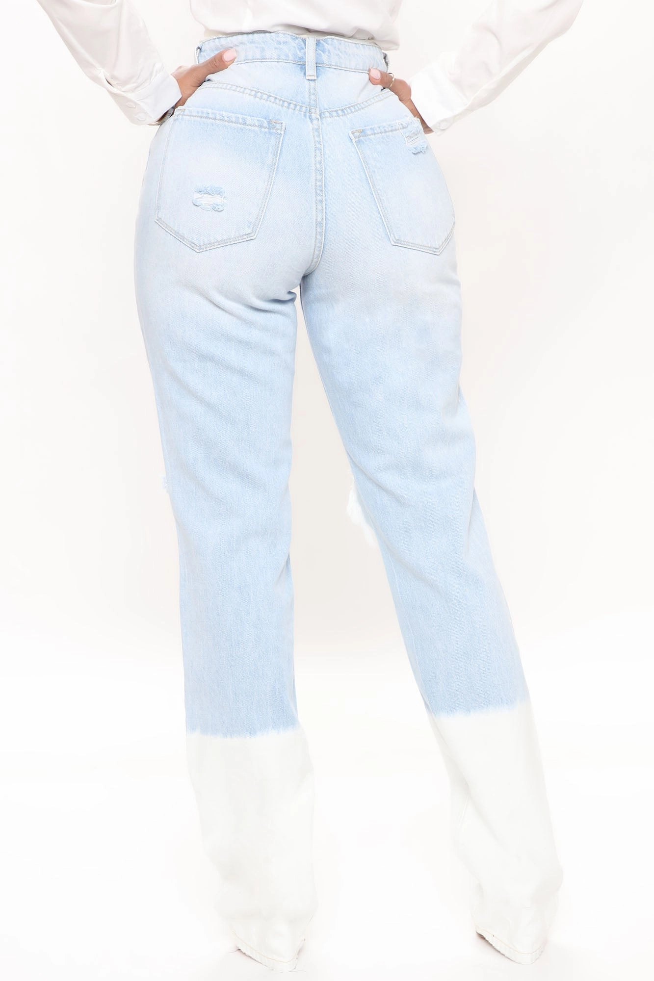 KittenAlarm - 90's Ombre High Rise Boyfriend Jeans - Light Blue Wash