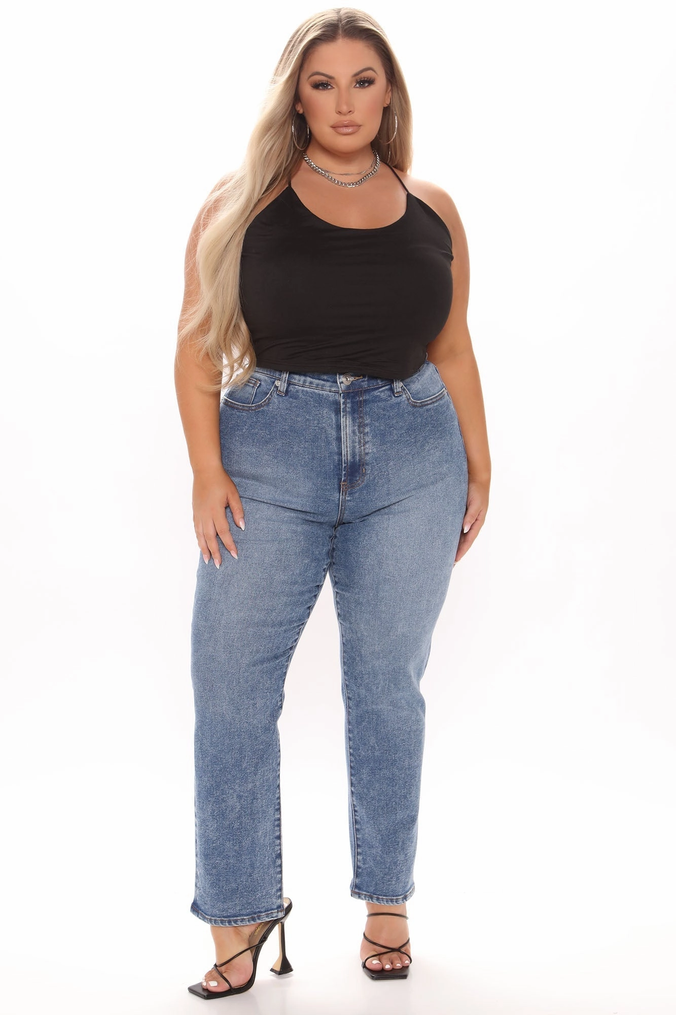 KittenAlarm - 90's Vibe High Rise Tapered Jeans - Medium Blue Wash