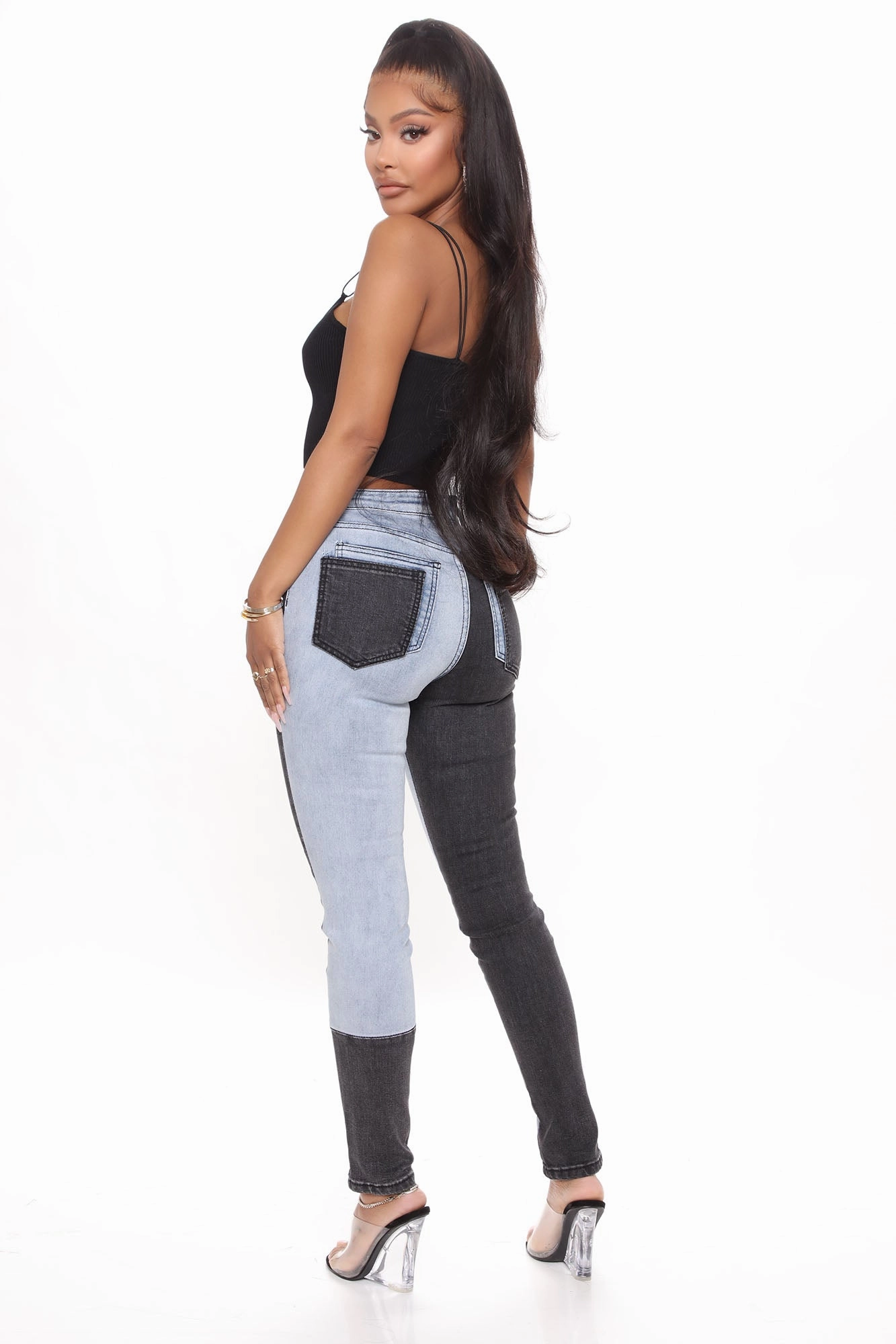 KittenAlarm - A Double Life Two Tone Skinny Jeans - Blue/combo