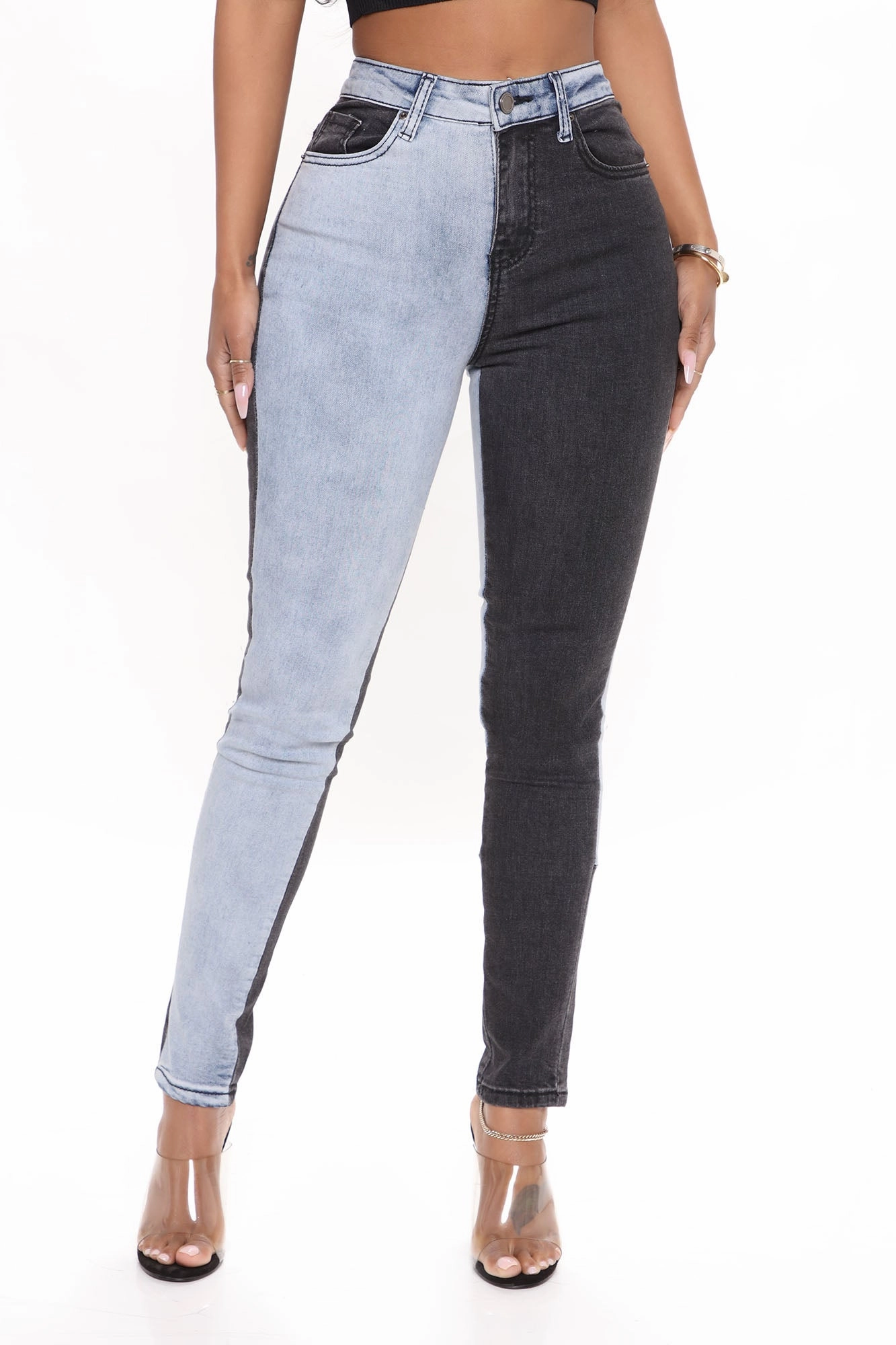 KittenAlarm - A Double Life Two Tone Skinny Jeans - Blue/combo