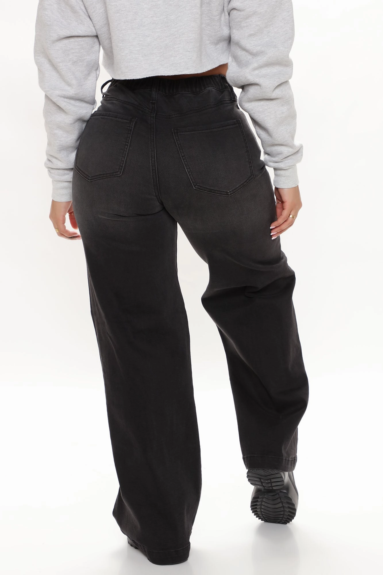 KittenAlarm - Abbot Kinney Wide Leg Skater Jeans - Black