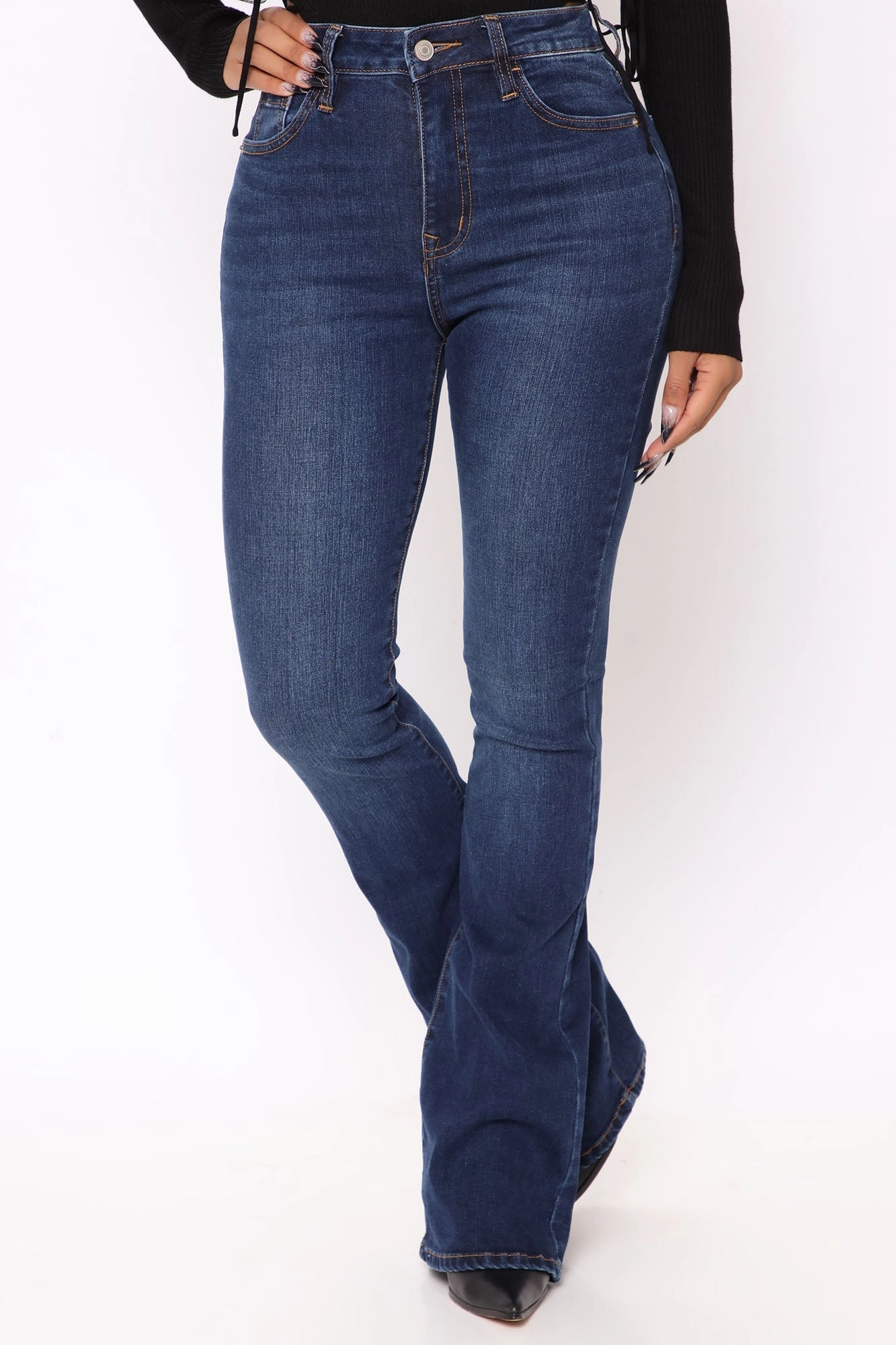 KittenAlarm - Affair Of The Flare Stretch Jeans - Dark Wash
