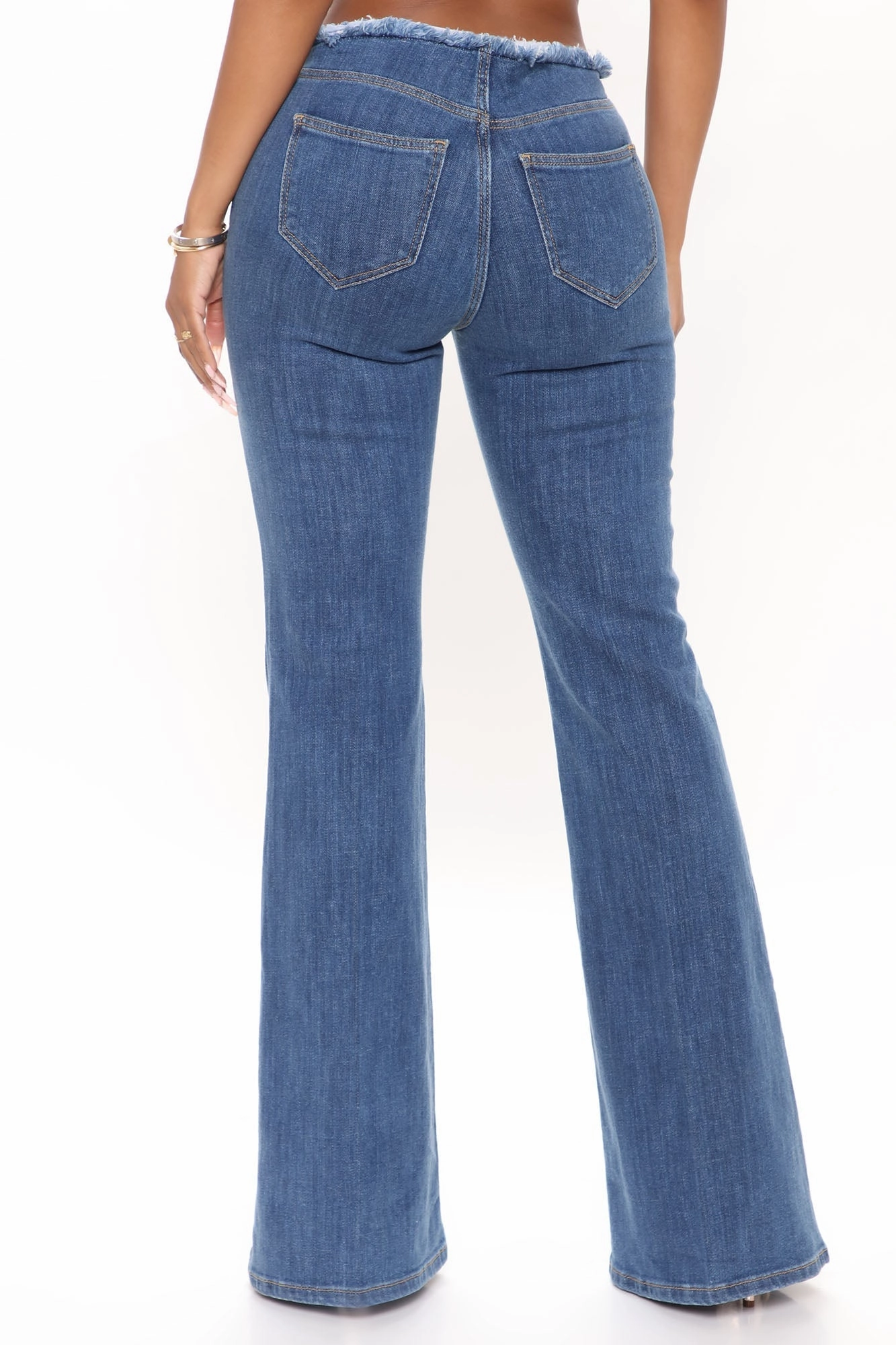 KittenAlarm - After All These Years Low Rise Flare Jeans - Medium Blue Wash