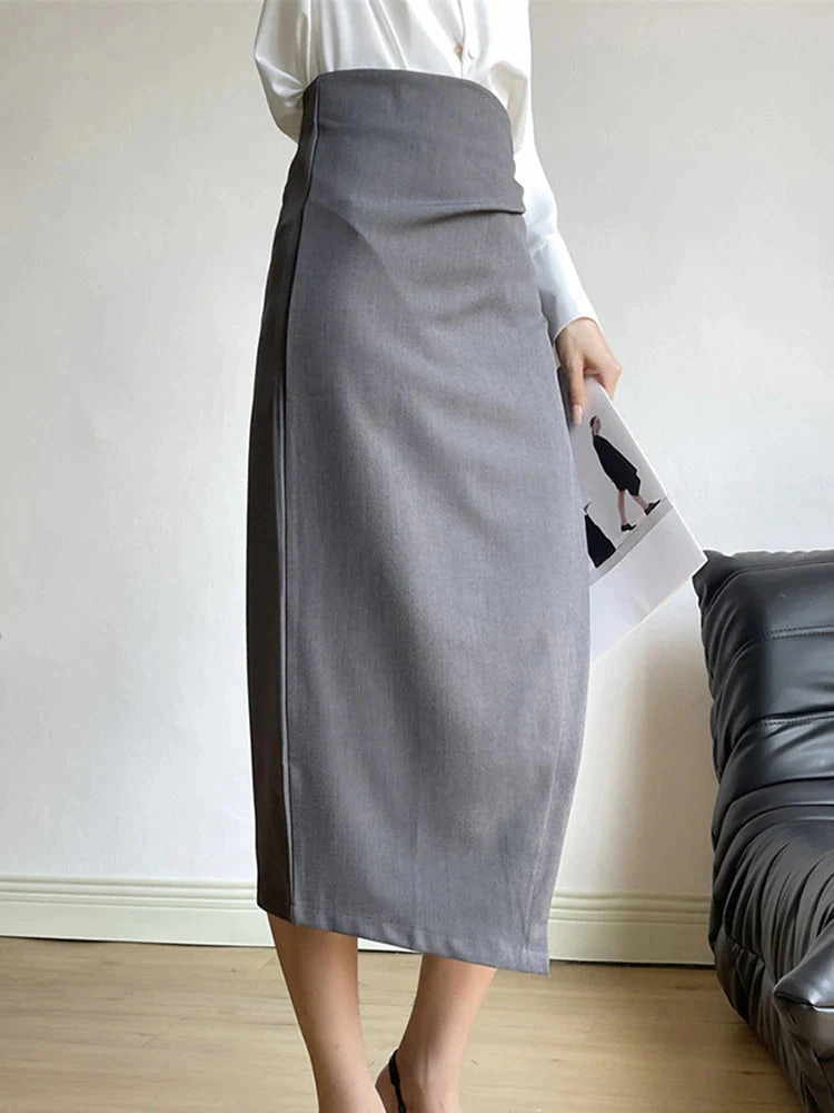 KittenAlarm - Amari High Waist Ruched Detail Wrap Hem Skirt