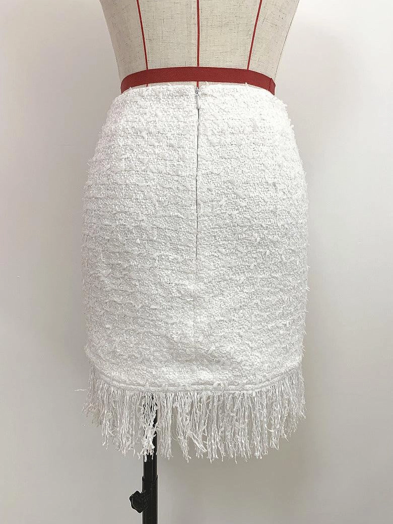 KittenAlarm - Angela Tweed Tassel Trim Skirt