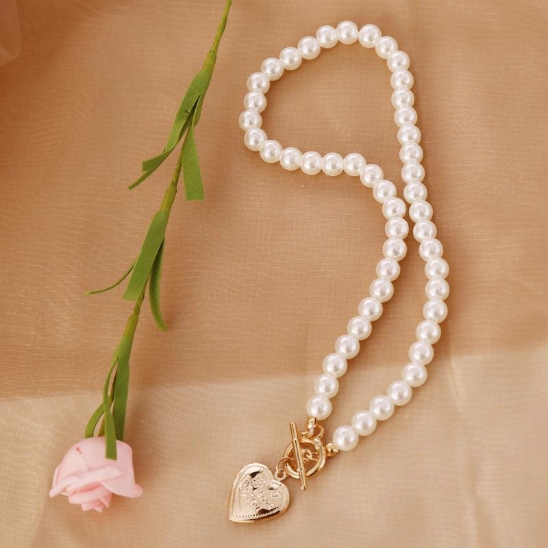 KittenAlarm - Arabella Heart Pendant Pearl Necklace
