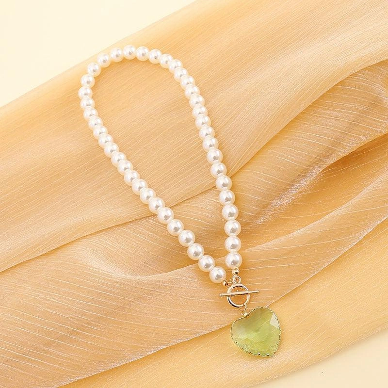 KittenAlarm - Arabella Heart Pendant Pearl Necklace