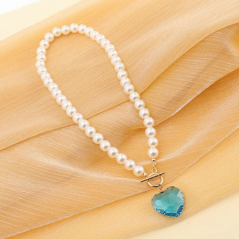 KittenAlarm - Arabella Heart Pendant Pearl Necklace