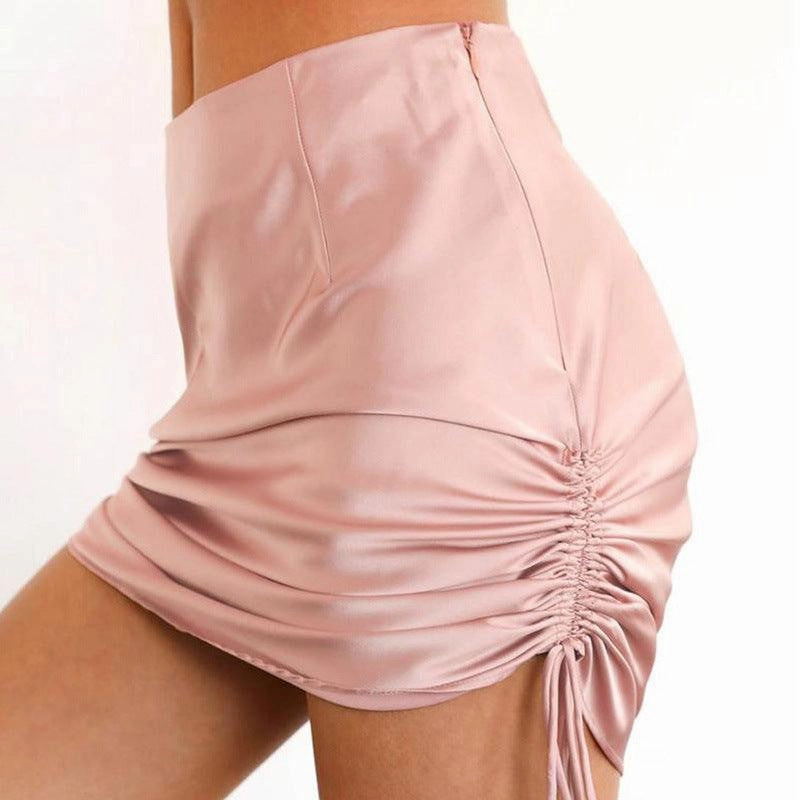 KittenAlarm - Aubree Drawstring Satin Skirt