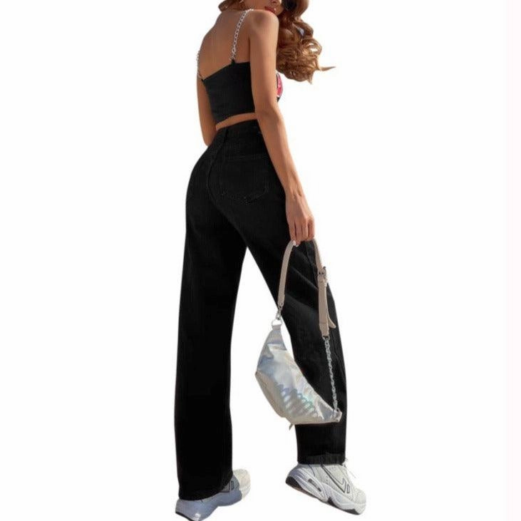KittenAlarm - Audrina Solid High Waist Wide Jeans