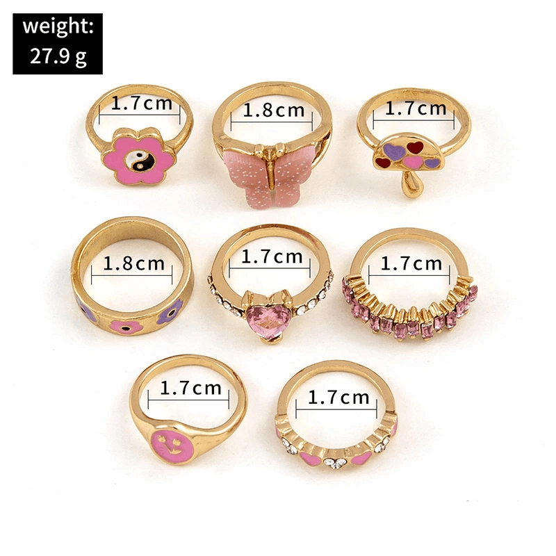 KittenAlarm - Aurora 8-pieces Assorted Christmas Rings Set