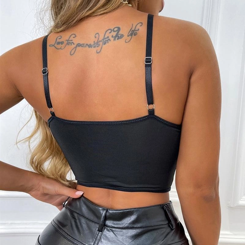 KittenAlarm - Bethany Spaghetti Strap Hollow Lace Corset Top