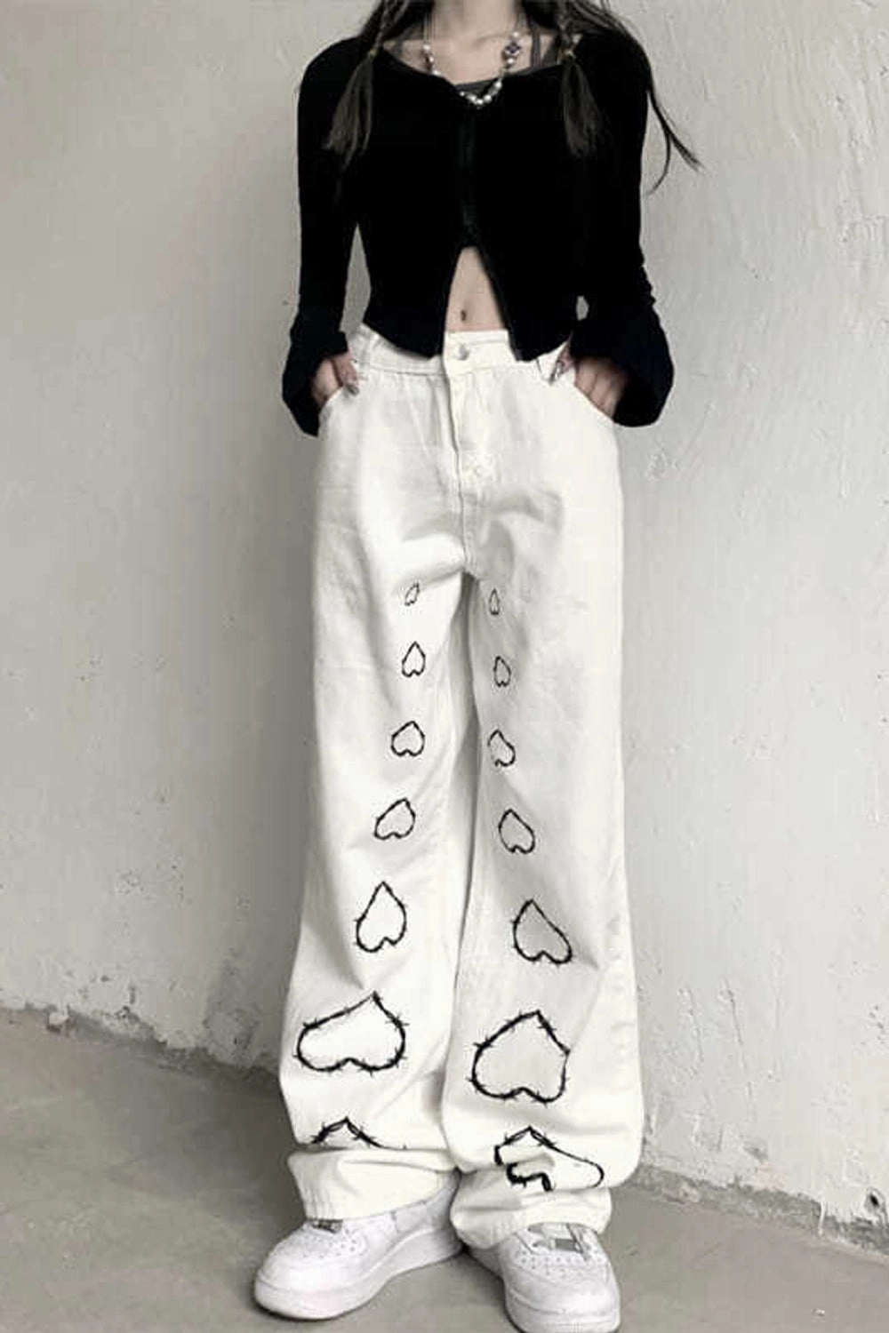 KittenAlarm - Big Love Pattern Casual Wide Leg Pants