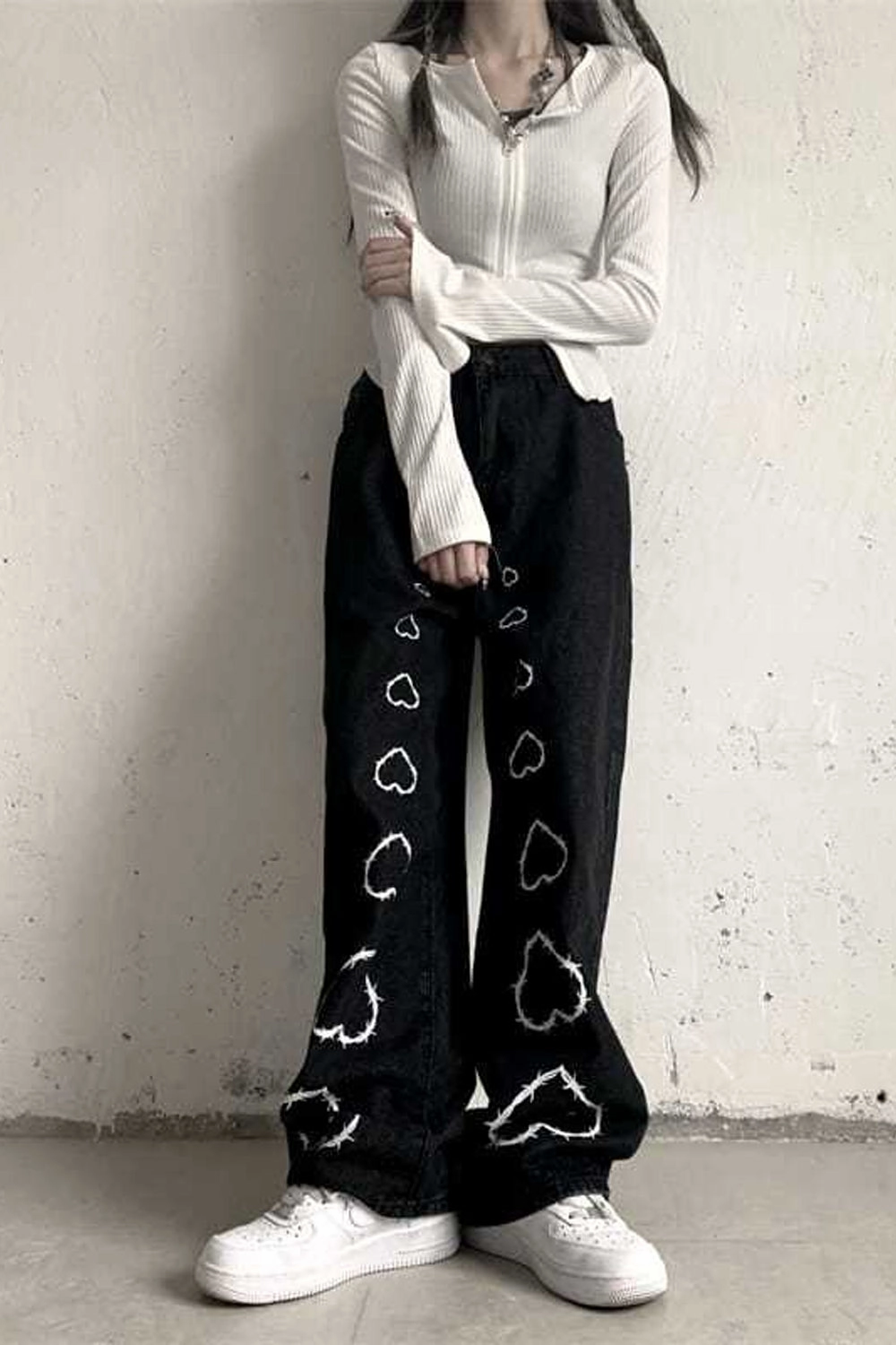 KittenAlarm - Big Love Pattern Casual Wide Leg Pants