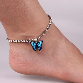 KittenAlarm - Brynne Rhinestone Butterfly Pendant Anklet