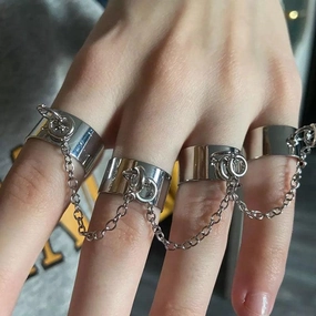 KittenAlarm - Cary Stainless Four-piece Chain Ring Set
