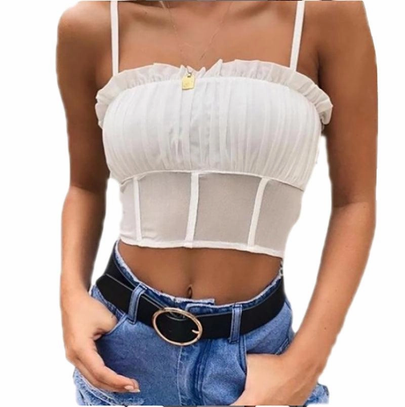 KittenAlarm - Catherine Pleated Mesh Cami Top