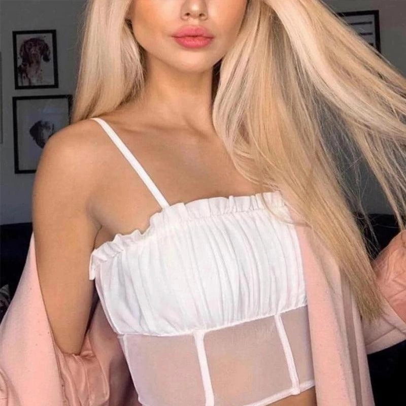 KittenAlarm - Catherine Pleated Mesh Cami Top