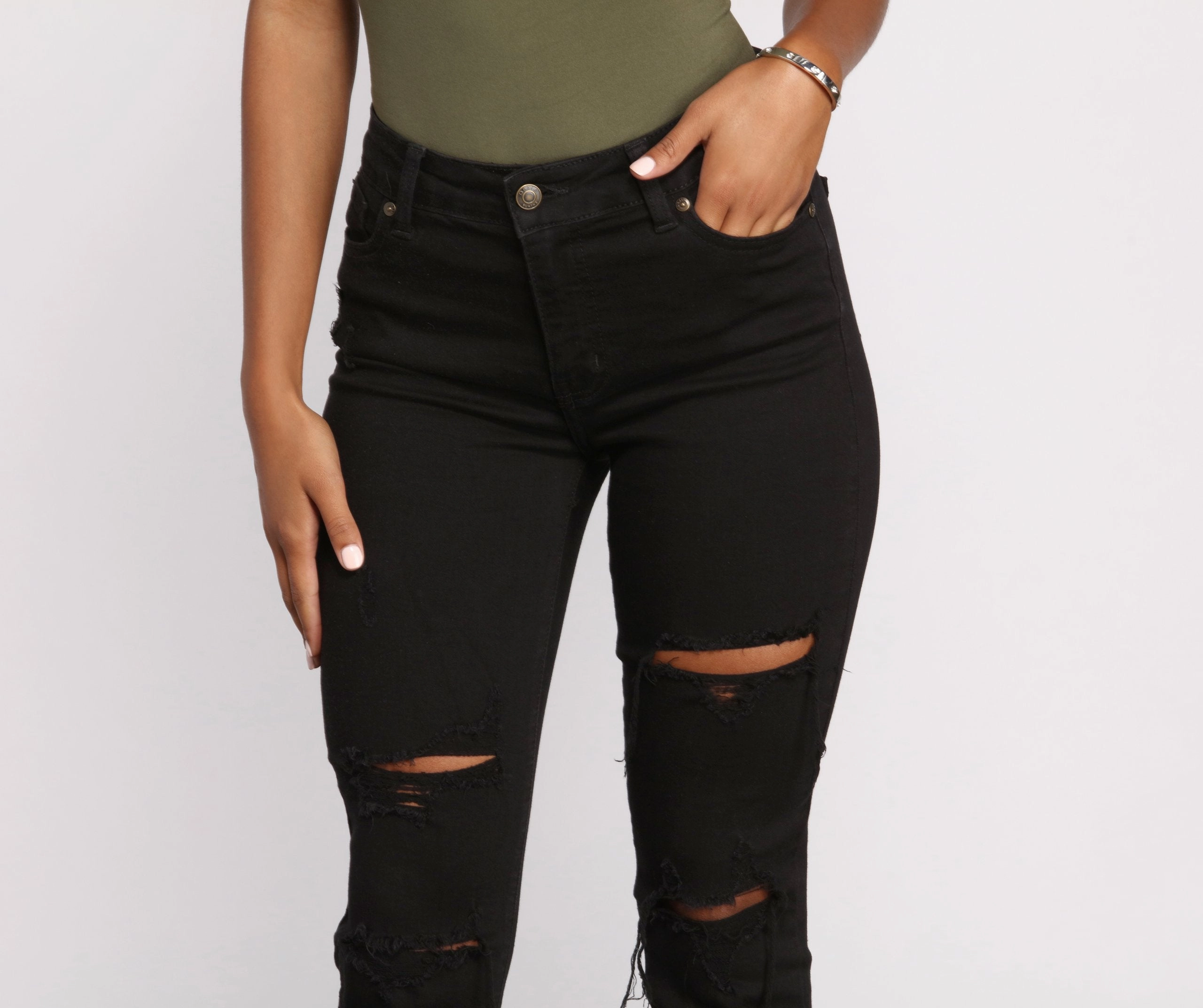 KittenAlarm - Clara High Rise Destructed Skinny Jeans