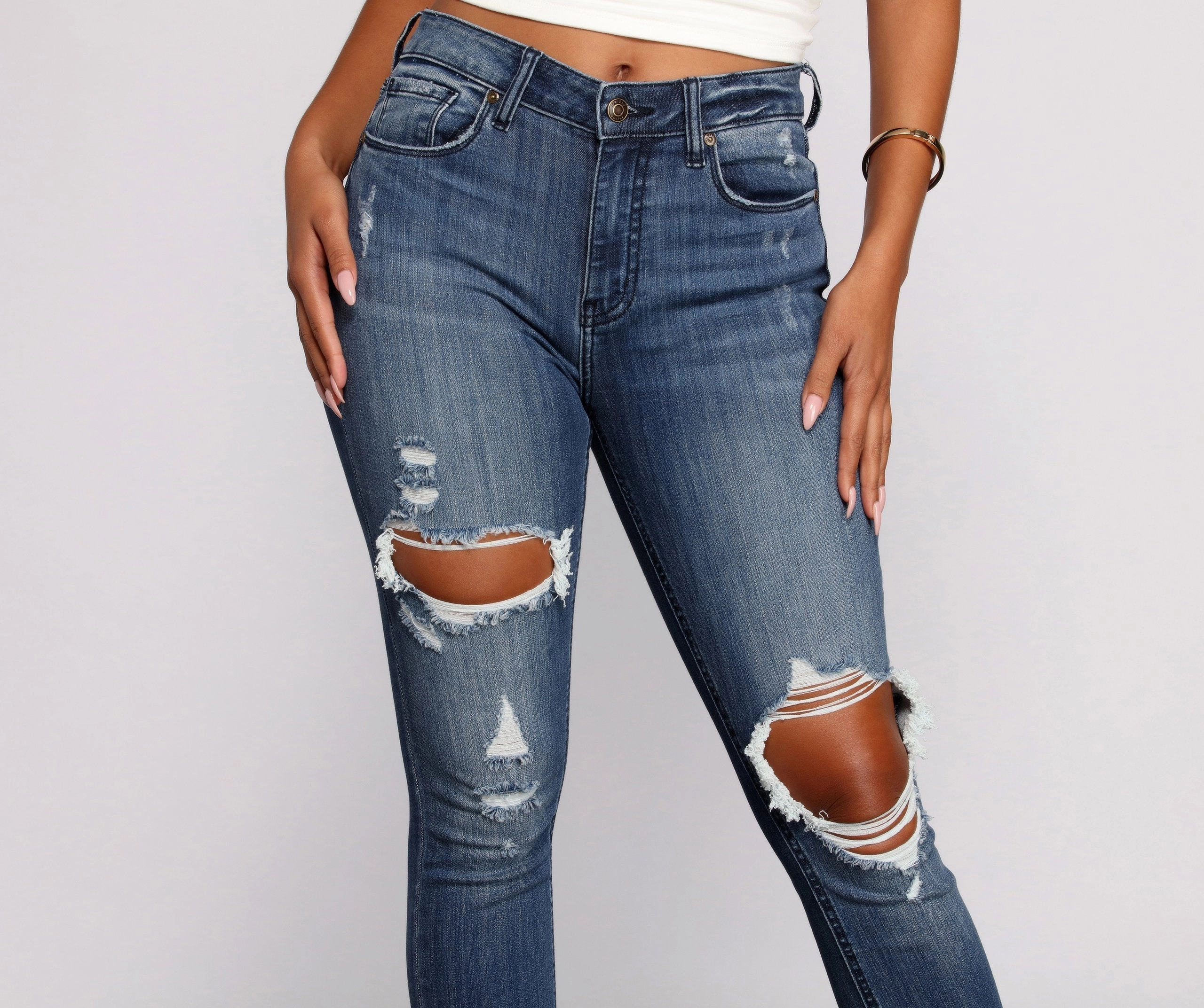 KittenAlarm - Clara High Rise Destructed Skinny Jeans
