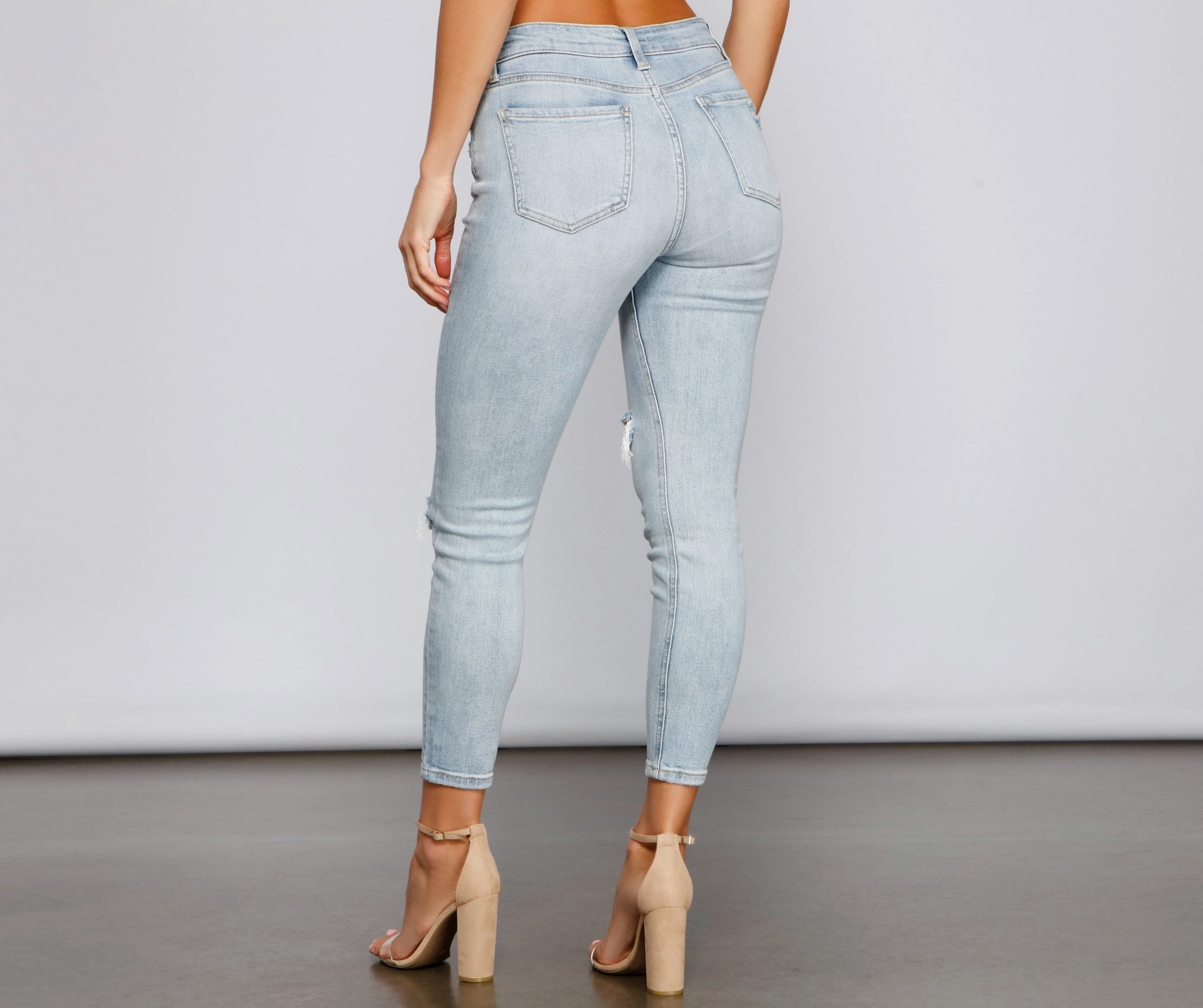 KittenAlarm - Clara High Rise Distressed Details Skinny Jeans