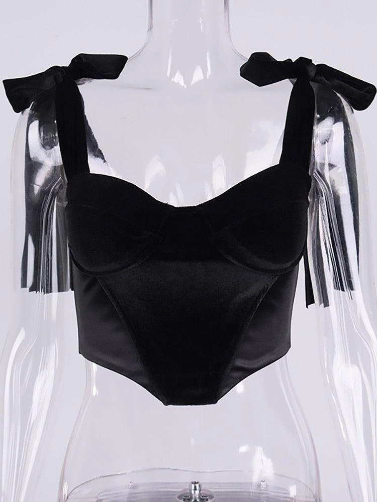 KittenAlarm - Clau Lace Strap Underwire Velvet Corset Top